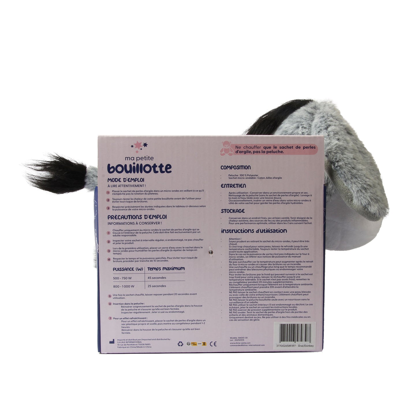 Bouillotte Peluche Âne