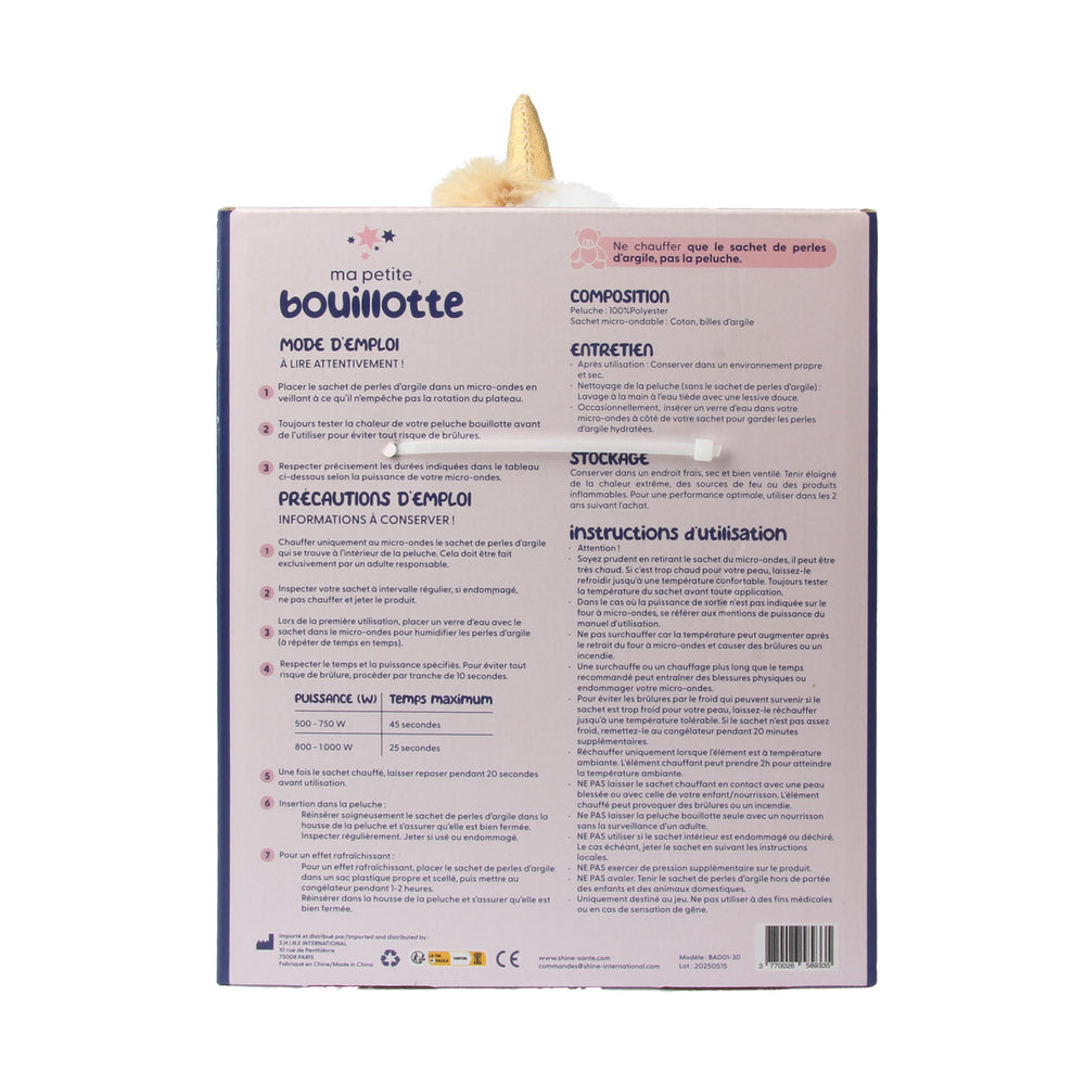 White Unicorn Plush Hot Water Bottle